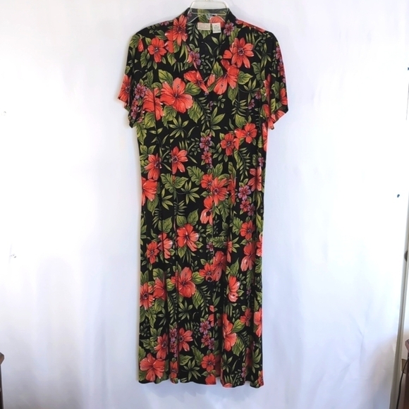 Vintage Erika 90's Floral Button Down Maxi Dress Sze Petite Large - Picture 6 of 6